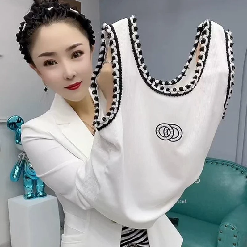 时尚圆领无袖打底背心女大码遮肚子减龄洋气气质百搭小衫妈妈装潮