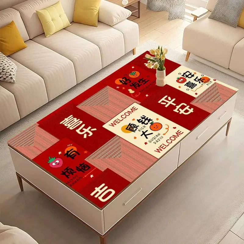 新年喜庆红色桌布茶几垫防水防烫免洗餐桌垫隔热可擦洗桌垫Q737