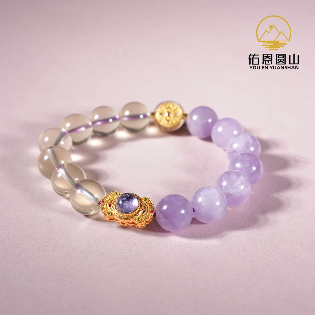 【莲心灯】圆山精品精选高等水晶手串 薰衣草紫7123