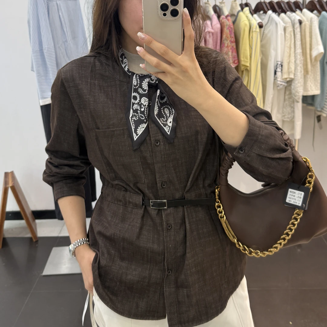 【美亚】新款两穿薄外套时尚衬衣时髦老钱风复古气质