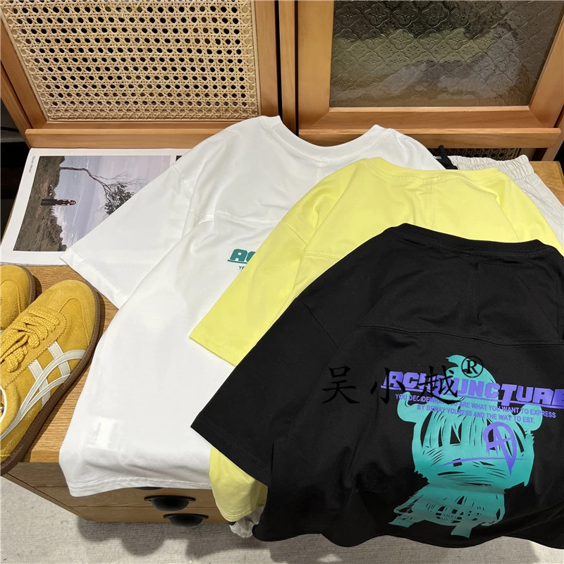 吴小越w1393男童夏款圆领宽松无感数码印花冰感棉t恤短袖中大童