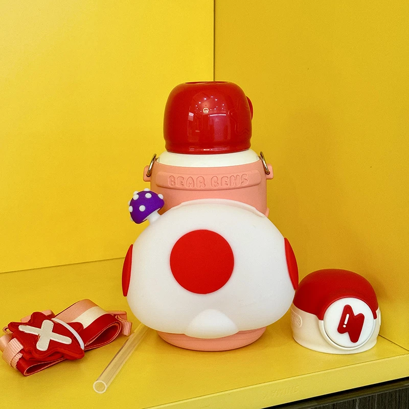 【省钱哥乱炸】熊本士梦想口袋保温杯316心动蘑菇奶牛双盖斜跨杯