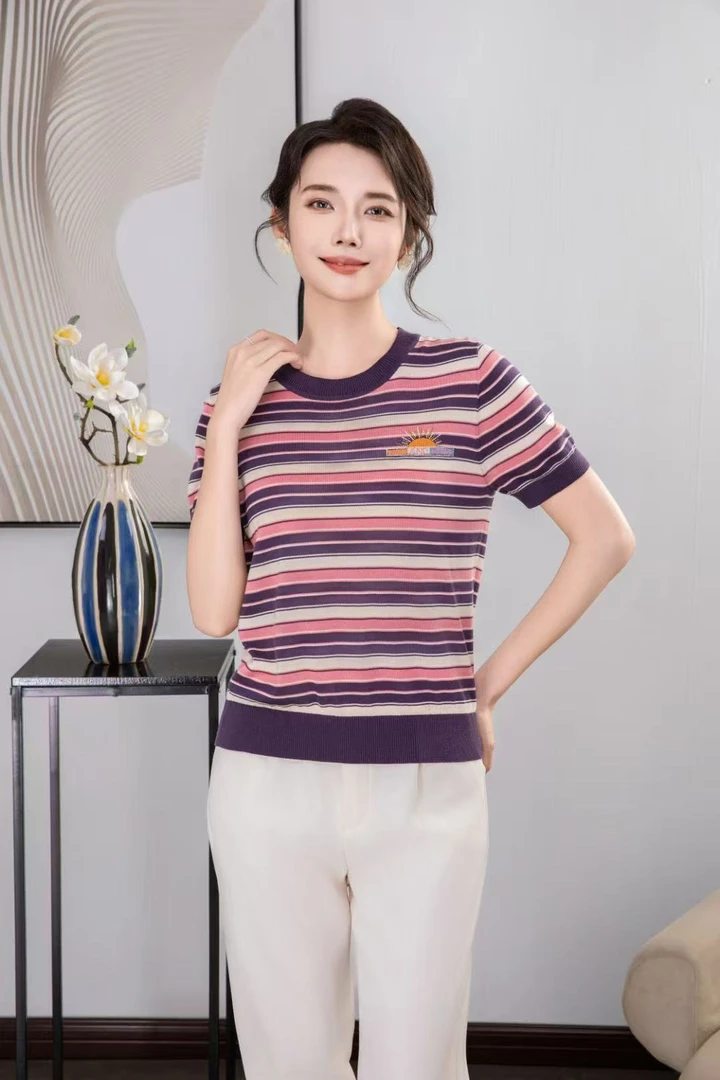 【高档天丝短袖】25年新款莱赛尔纤维时尚气质中老年妈妈套装5803