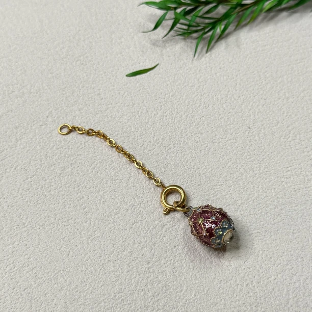 铜合金珐琅吊坠 【六六中古】孤品复古彩蛋吊坠te2235