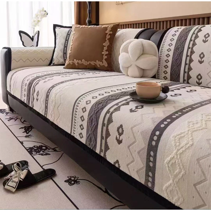 四季通用沙发垫雪尼尔防滑沙发套现代简约沙发巾盖布三座贵妃直排