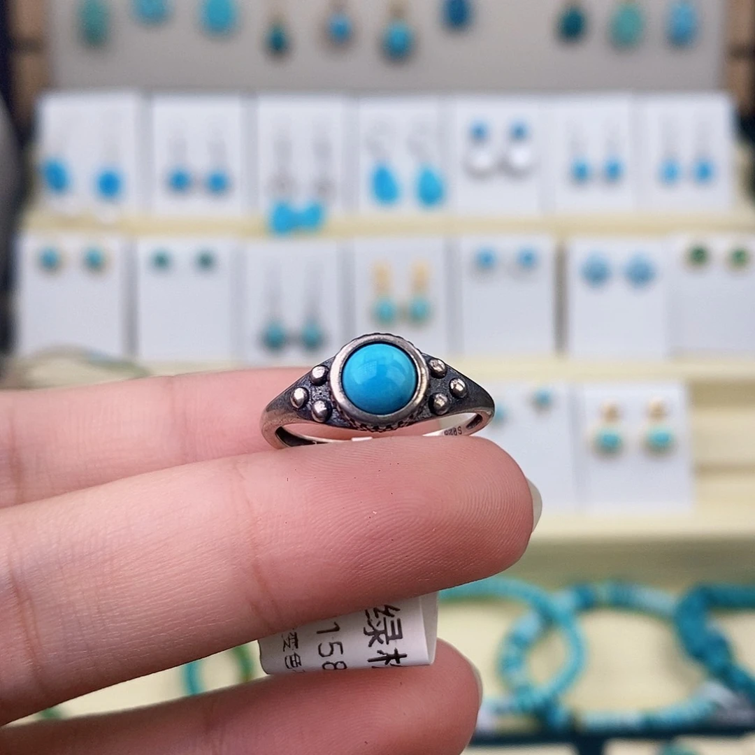 绿松石银S925镶嵌戒指