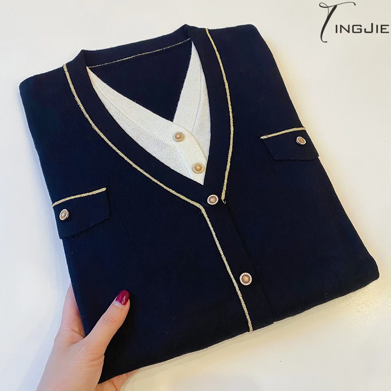 【气质小香风】假两件针织衫女套头2025秋装新款长袖气质上衣 B310