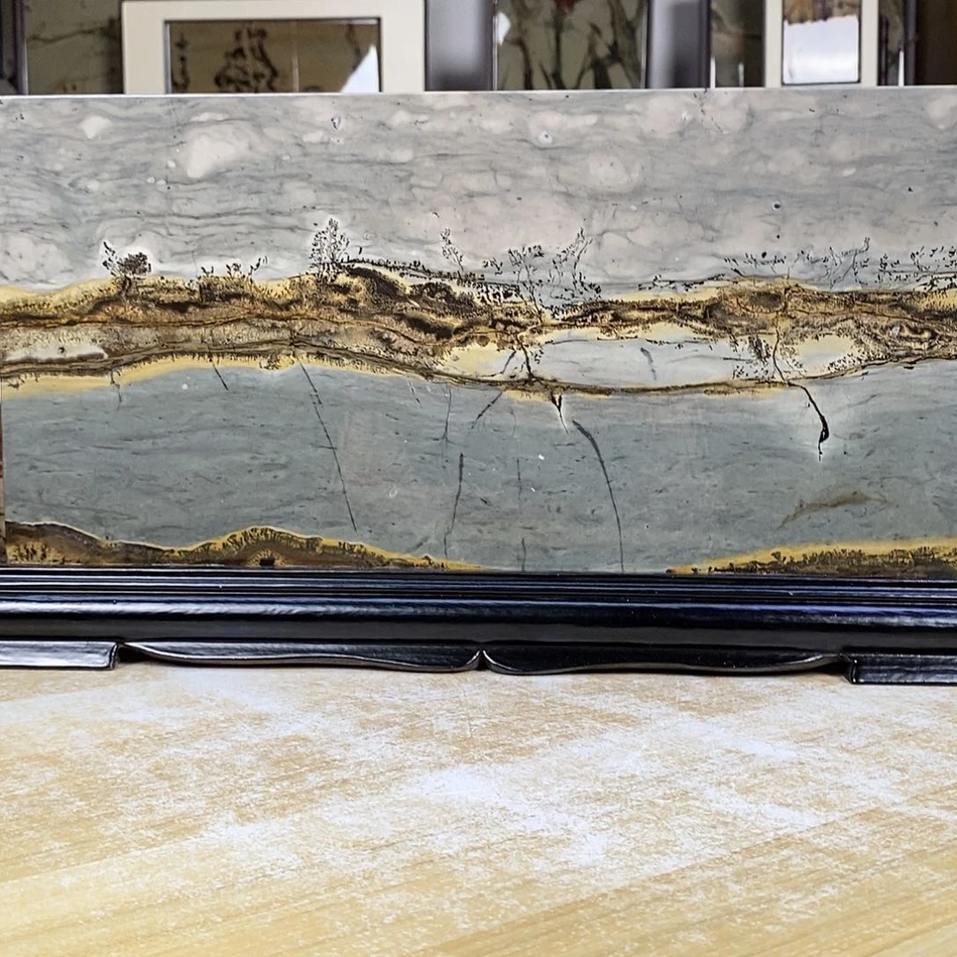 岁***好砖雕广西国画石摆件