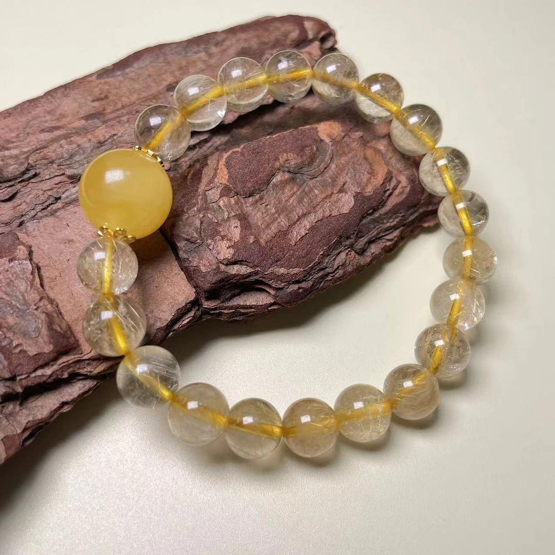 天然金发晶8m+DIY手串