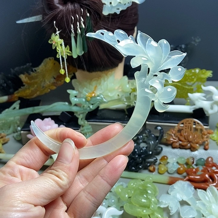 岫玉未镶嵌发簪发簪