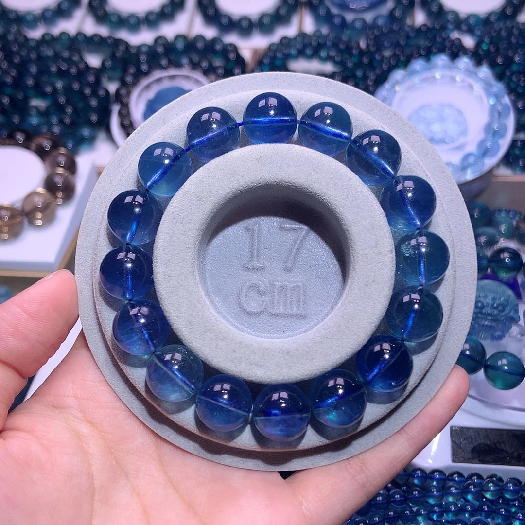 未镶嵌手串水晶忘*魔鬼蓝海蓝宝12mm+3700元