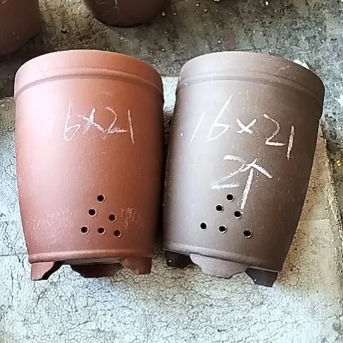 红泥紫泥三线两个花盆