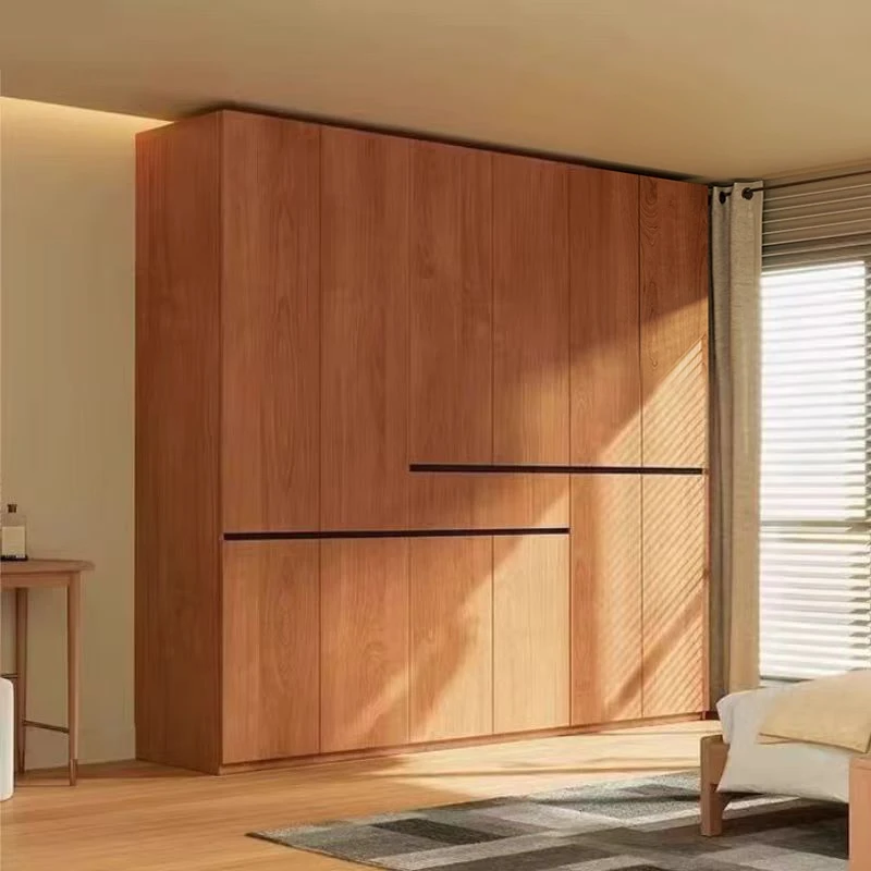 实木衣柜定制全橡木新款2025爆款卧室家用分段式免拉手北欧大衣橱