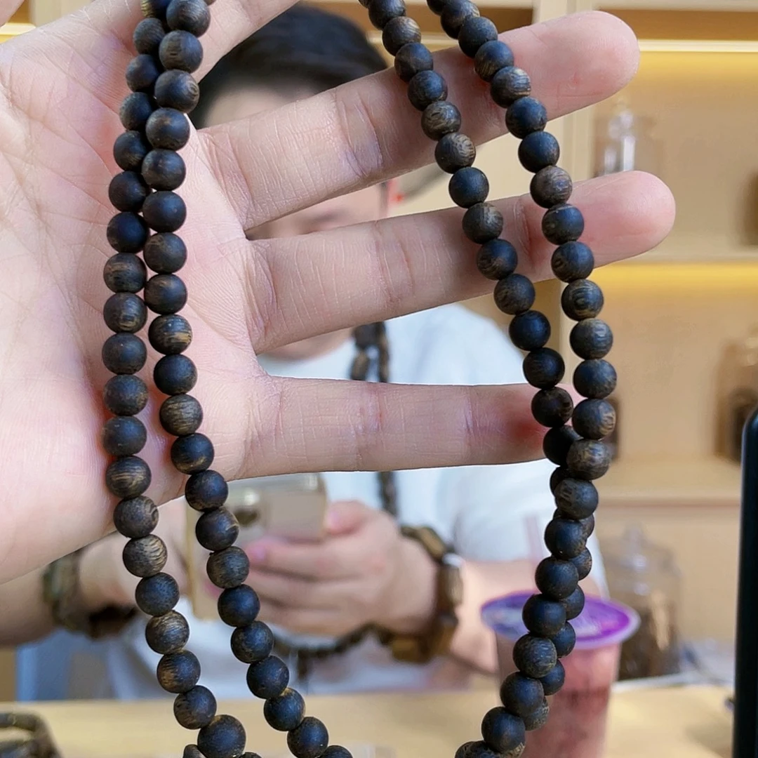 沉香碎屑沉香棋楠沉水圆珠长串06/19克+多样性发一