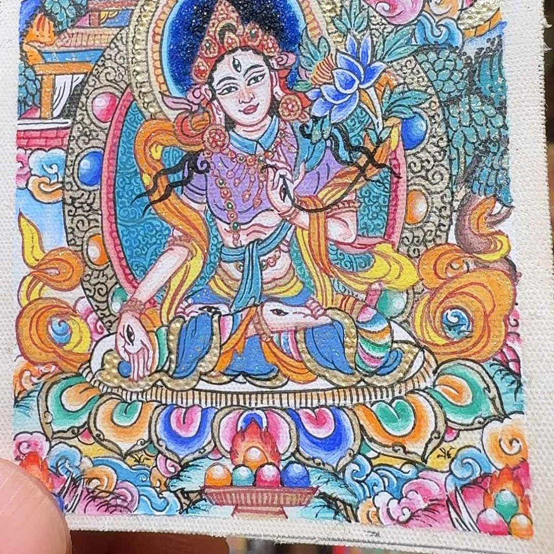 哞***哞吊坠纯手绘白度母