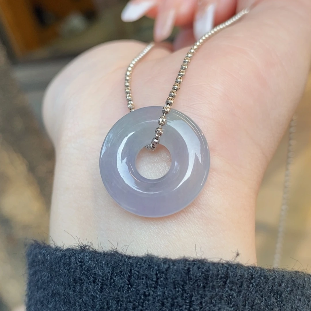 翡翠吊坠(不含链)未镶嵌冰紫甜甜圈（21.6-4.9）