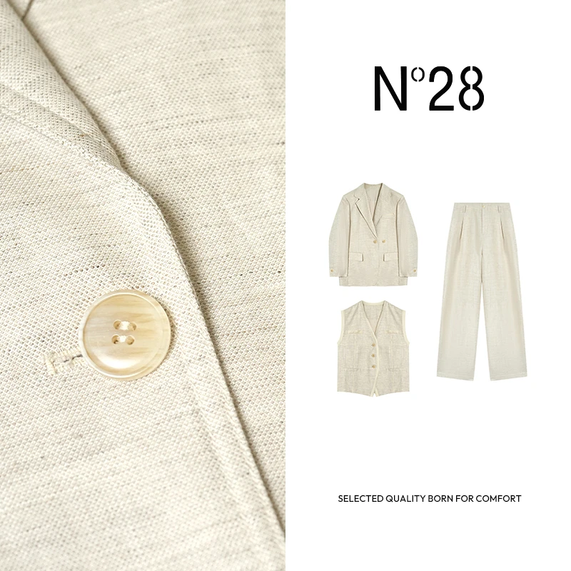 ‘老钱世家’N°28 25秋季新款时尚轻奢气质简约亚麻套装 885111ZT25