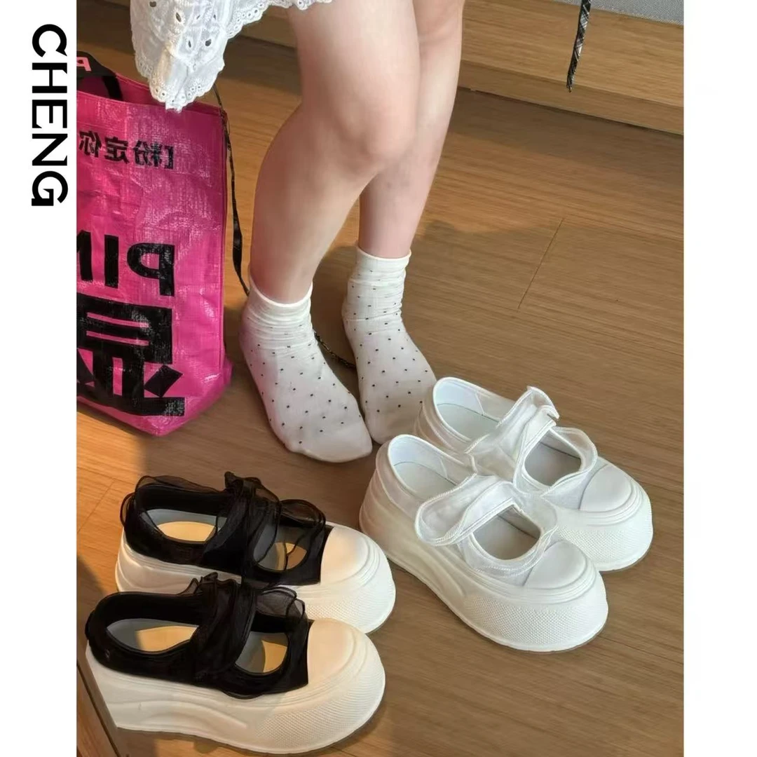 【程小姐女鞋】6CM水溶蕾丝玛丽珍/夏日透气时髦仙女风搭配