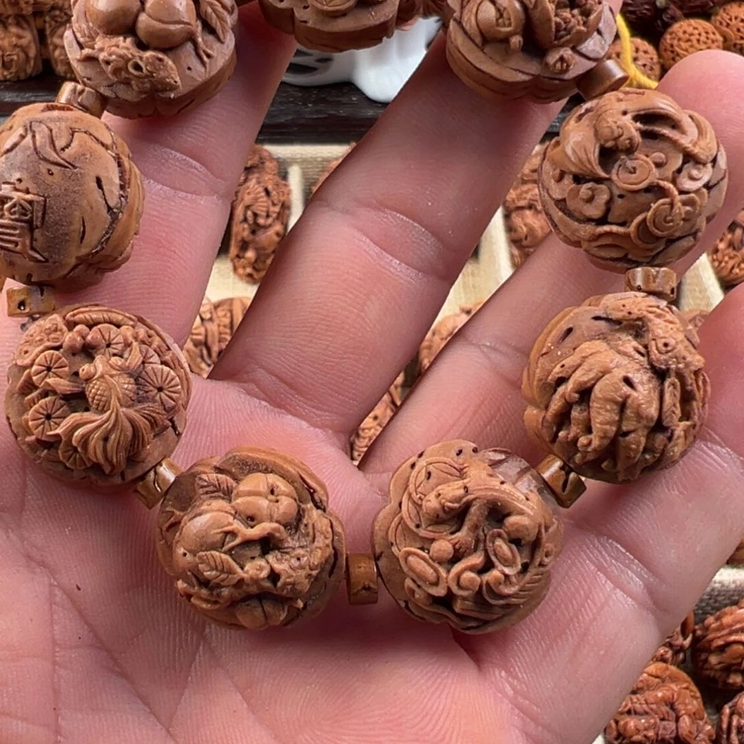 桃核手串放*.桃核雕刻八宝