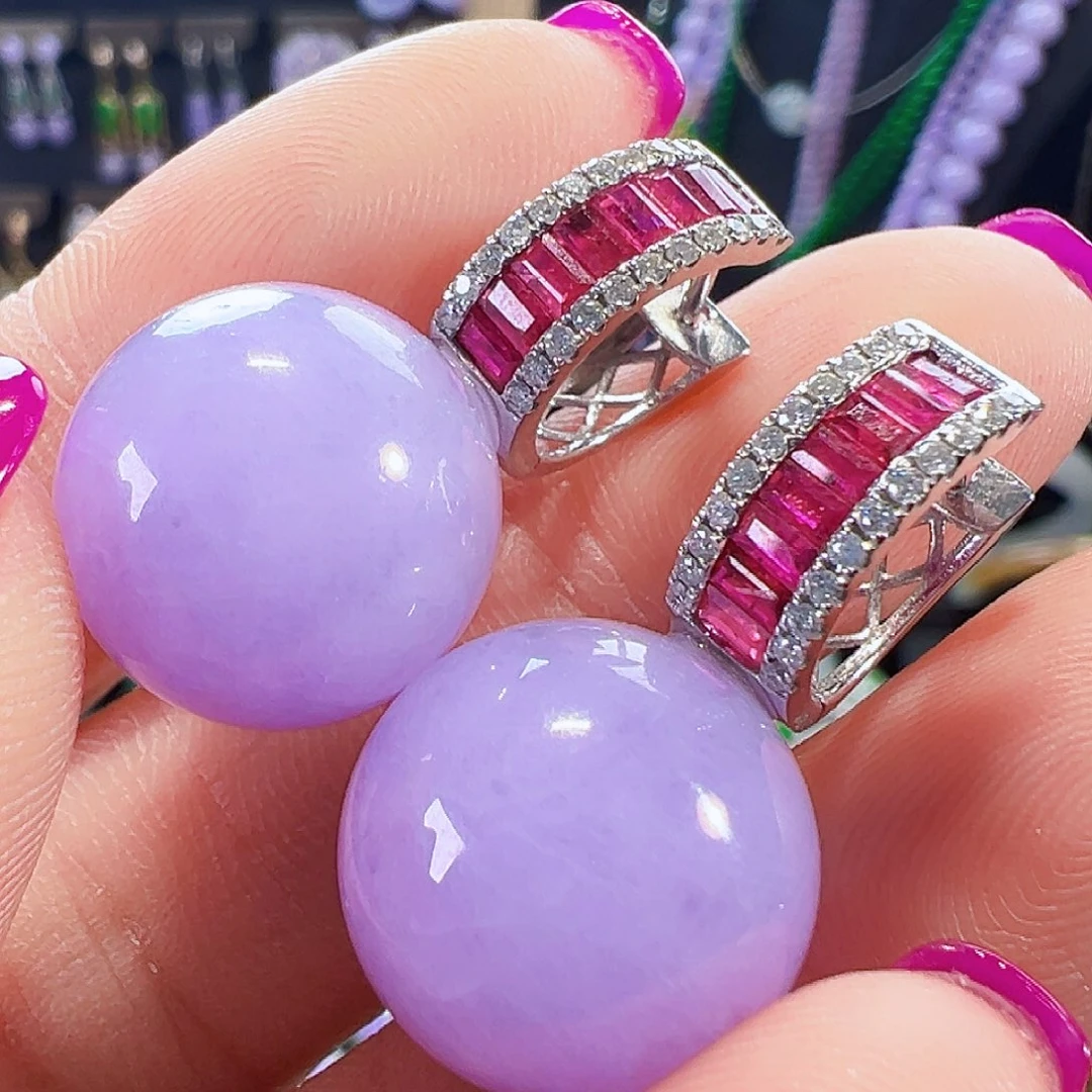 翡翠18K金镶嵌耳饰签收后24小时鉴赏期