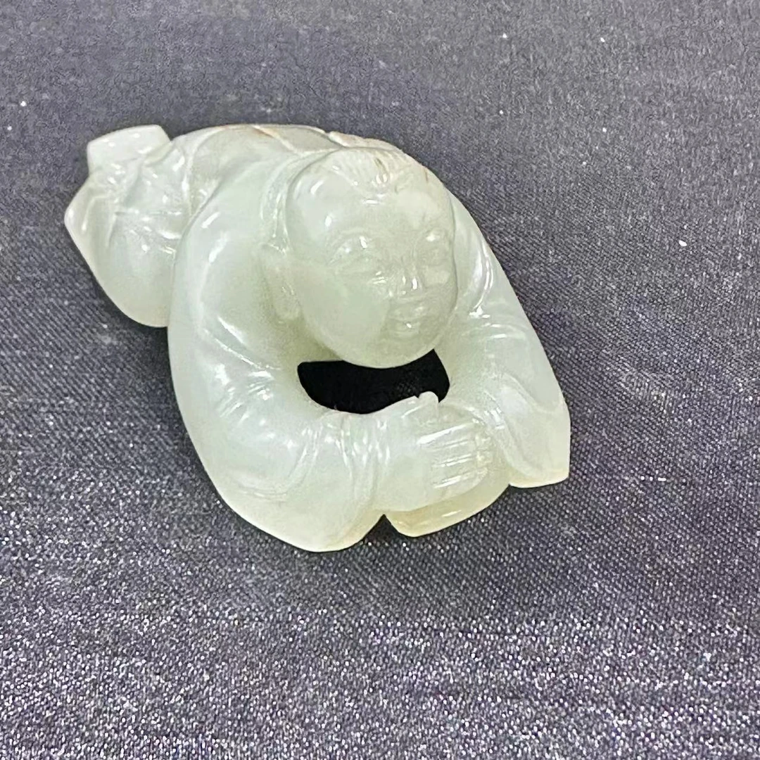 清和田玉童子把件