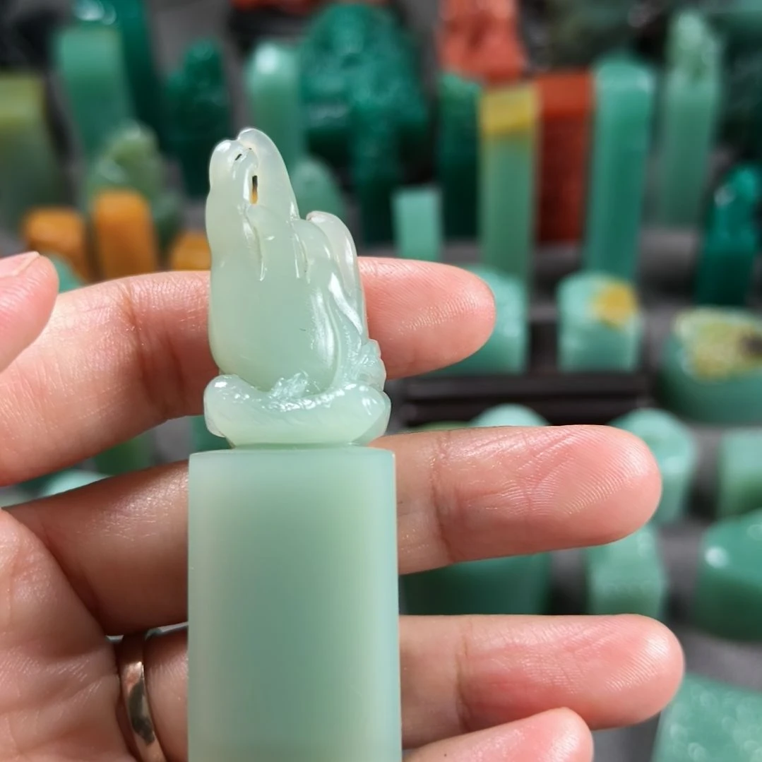 印石昌化石梅子青印章1
