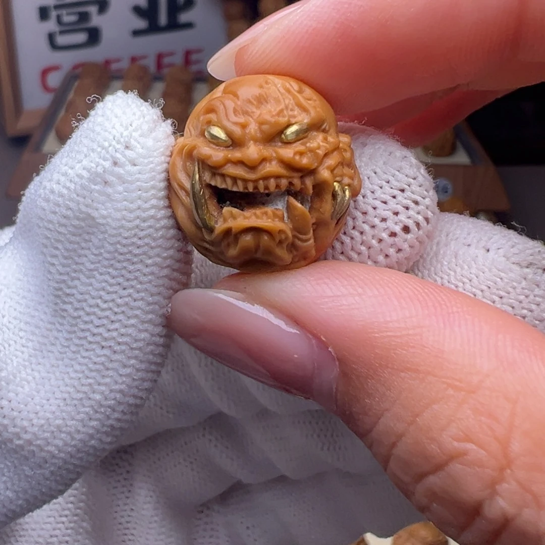 把件猴头核桃镶嵌款獠牙恶僧全品有正常封口线