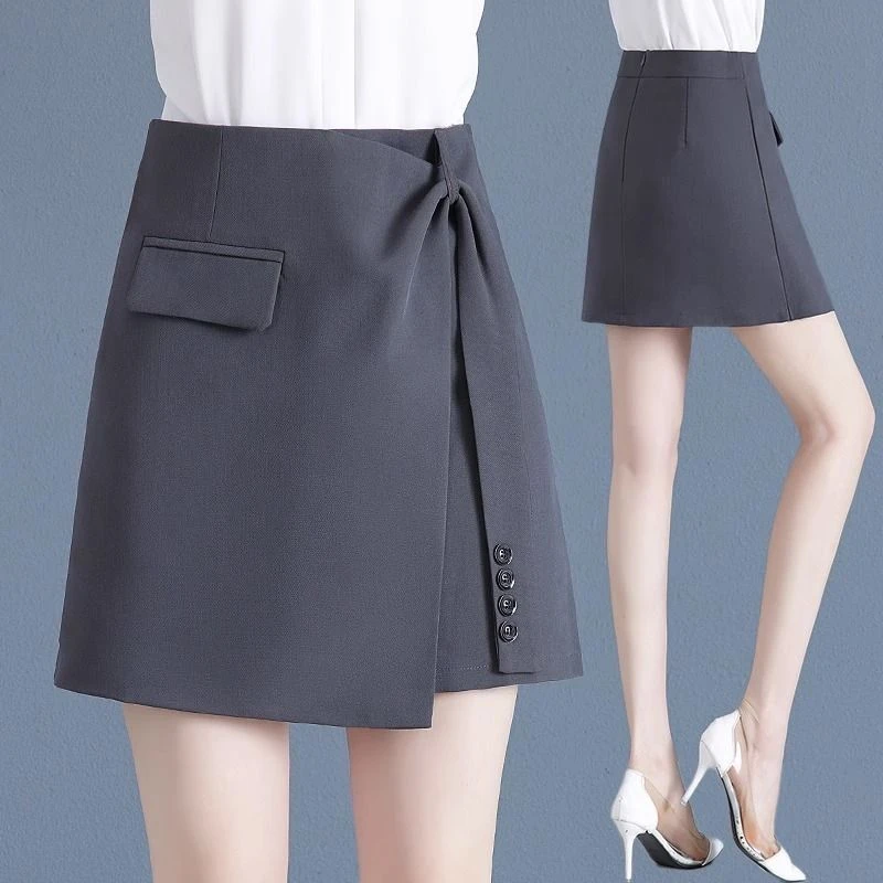 2025夏季新款高腰半身裙女设计感小众收腰显瘦百搭a字西装包臀裙