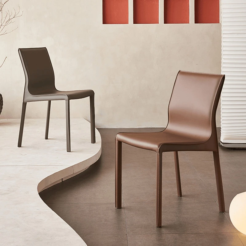 佛山工厂家极简餐椅家用轻奢酒店售楼部洽谈餐桌椅马鞍皮高级感