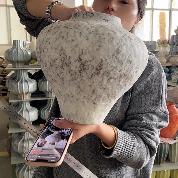 陶摆件景德镇陶瓷花瓶工厂高26口10