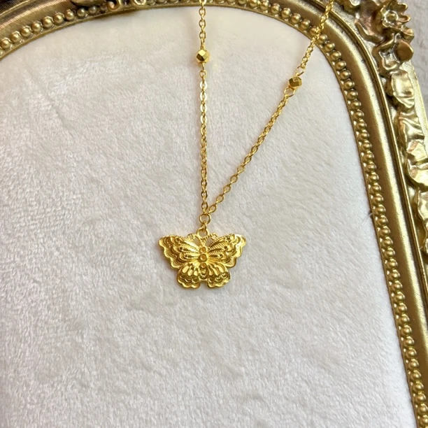 足金999.9精工蝴蝶女款情人节七夕礼物送女友老婆
