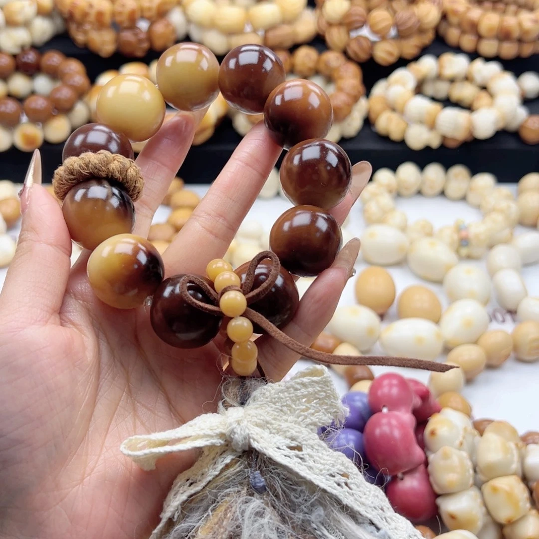 吊坠白玉菩提24卡干磨菩提根手持