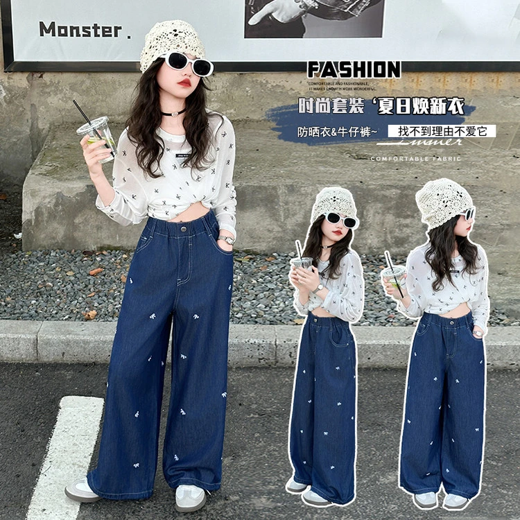 套装韩版春夏秋蝴蝶结女童中大童