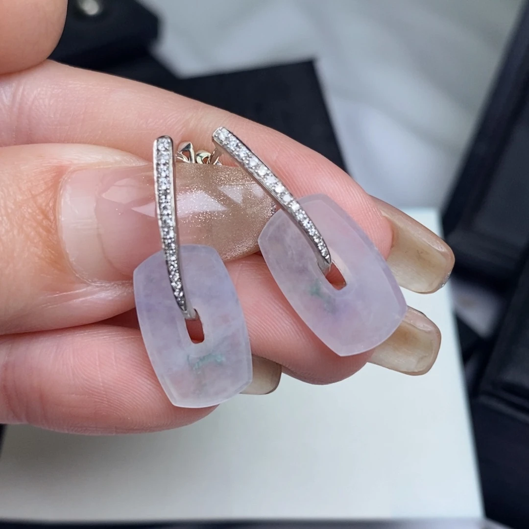 翡翠耳饰18K金镶嵌福贝