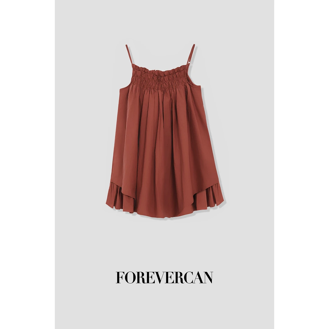 FOREVERCAN“日暮流霞”100棉吊带抹胸蓬蓬连衣裙 SD21924