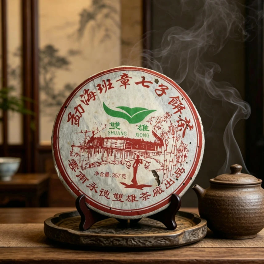 2004年双雄品牌勐海班章七子饼茶357g(生)