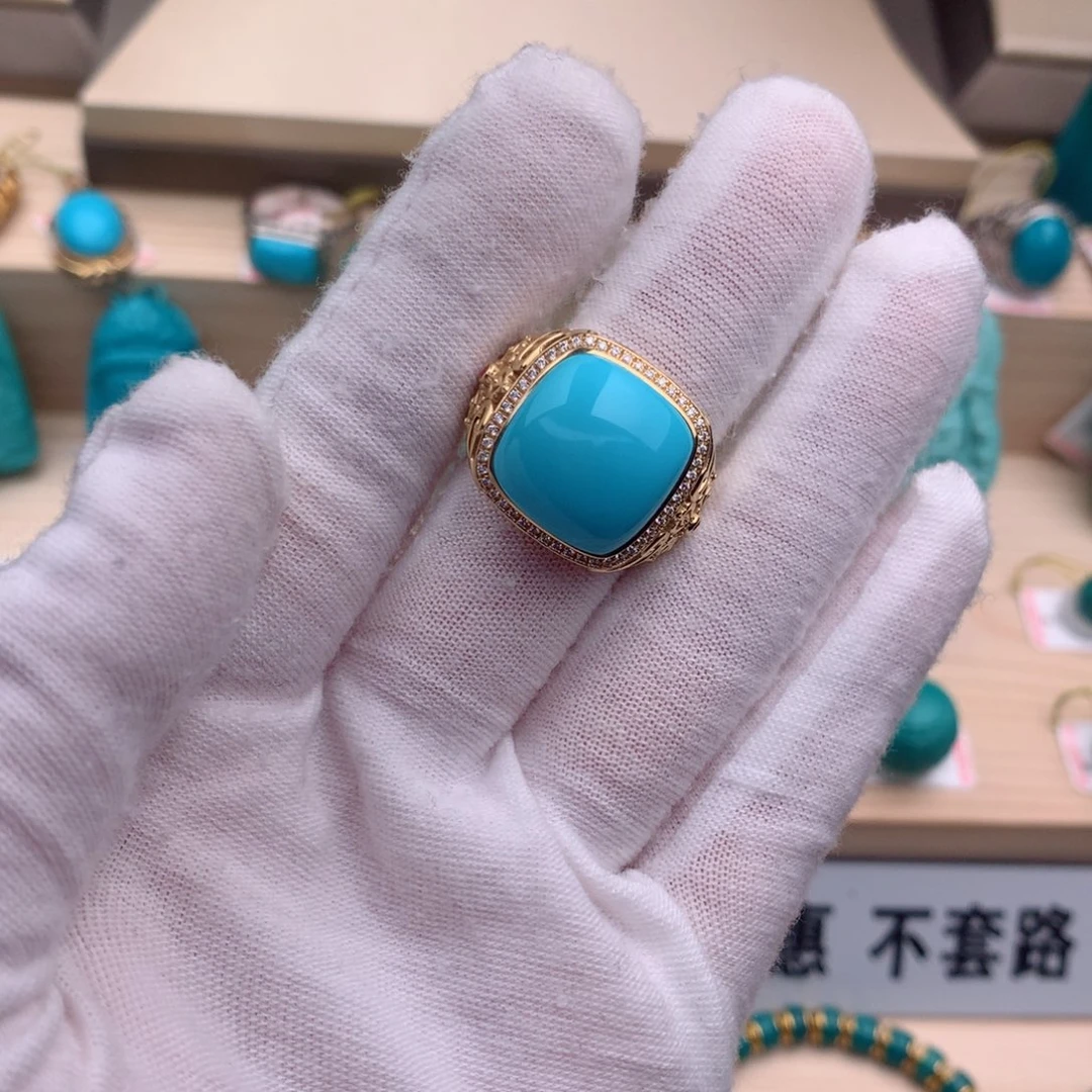 绿松石珠宝奇石18K金镶嵌