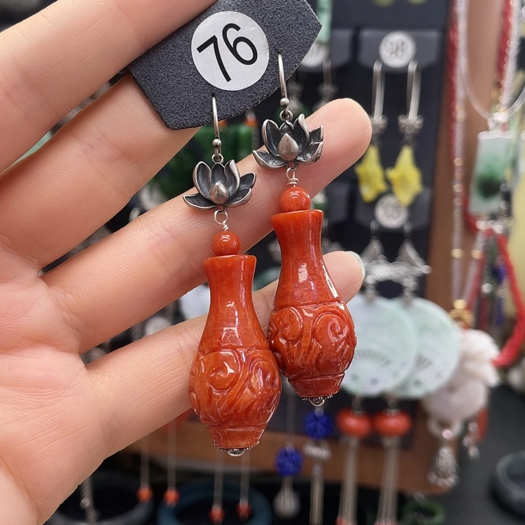 翡翠耳饰银S925镶嵌沁*916ghjhyh