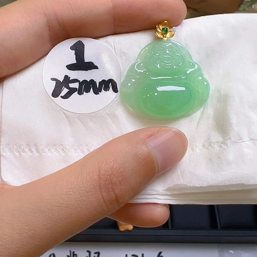 翡翠18K金镶嵌吊坠(不含链)翡翠