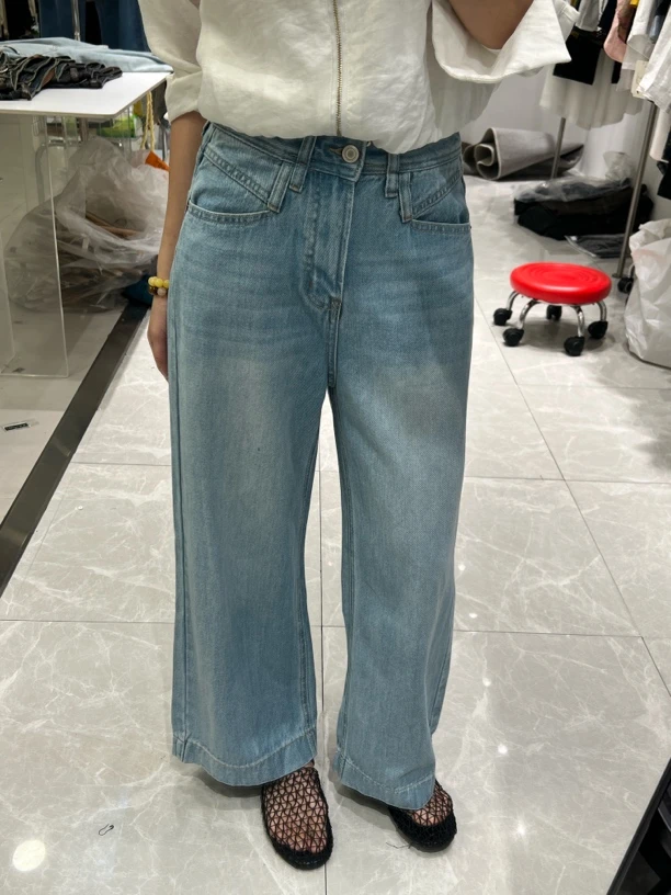 【茶茶专属链接】窄版浅色牛仔裤-裤长93“No退No换”