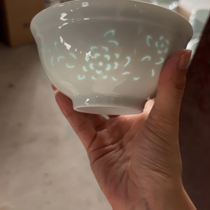 青瓷景德镇陶瓷米饭碗两只青色