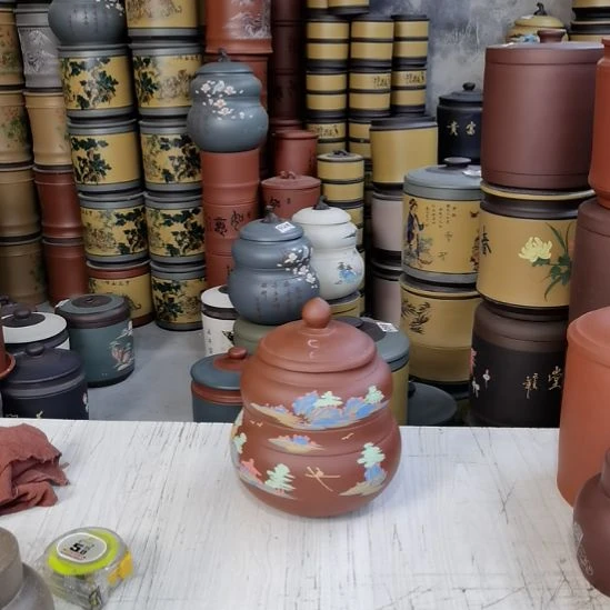 紫砂茶叶罐一斤装小葫芦山水3