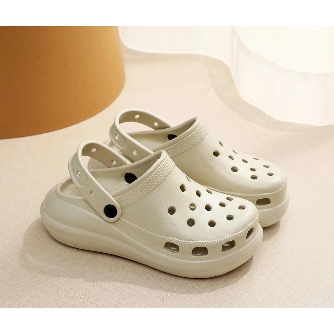新款2025洞洞鞋厚底夏季包头增高防滑沙滩拖鞋户外开学季泡芙外穿