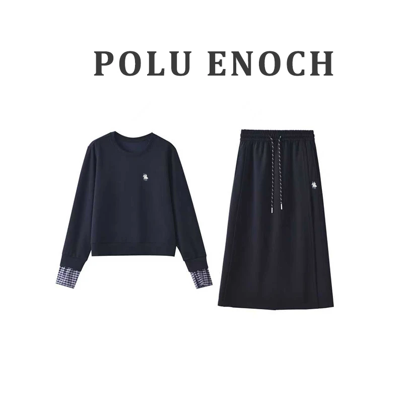 品牌正品POLUENOCH/保罗伊诺克-马蹄袖圆领长袖套裙早秋套装25-61