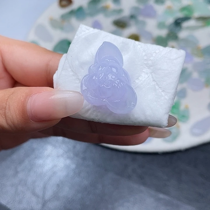 翡翠未镶嵌挂件冰胶紫大花