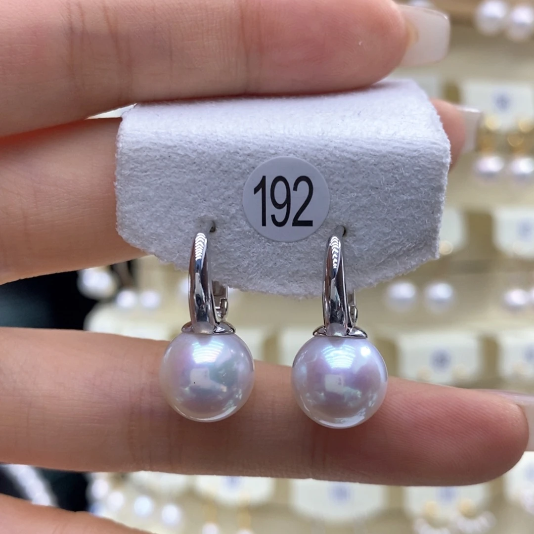 淡水珍珠耳饰银S925镶嵌彩**画