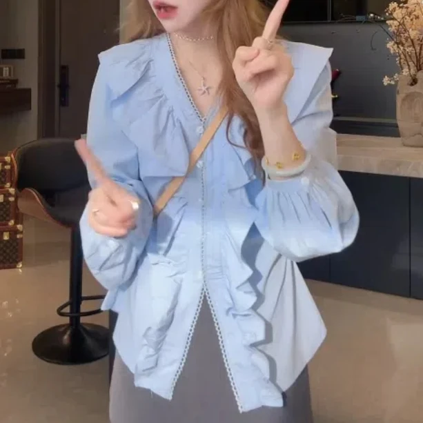 早秋出游新款新中式洋气高级衣服气质减龄纯色衬衫百搭时尚上衣