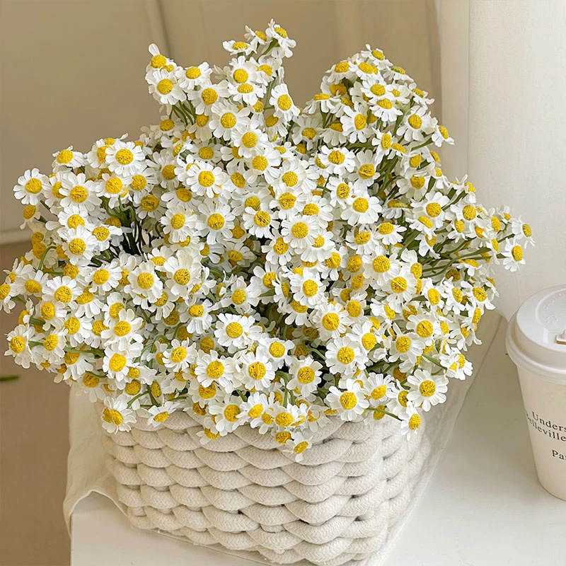 洋甘菊小雏菊仿真花假花摆设客厅餐桌装饰花束高品质仿生干花摆件