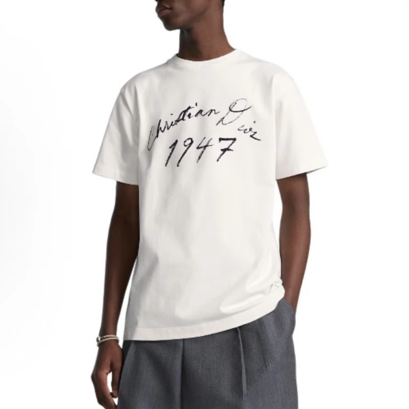 99新 DIOR/迪奥 4380/SS24白色logo字母印花宽松圆领短袖T恤/XS码