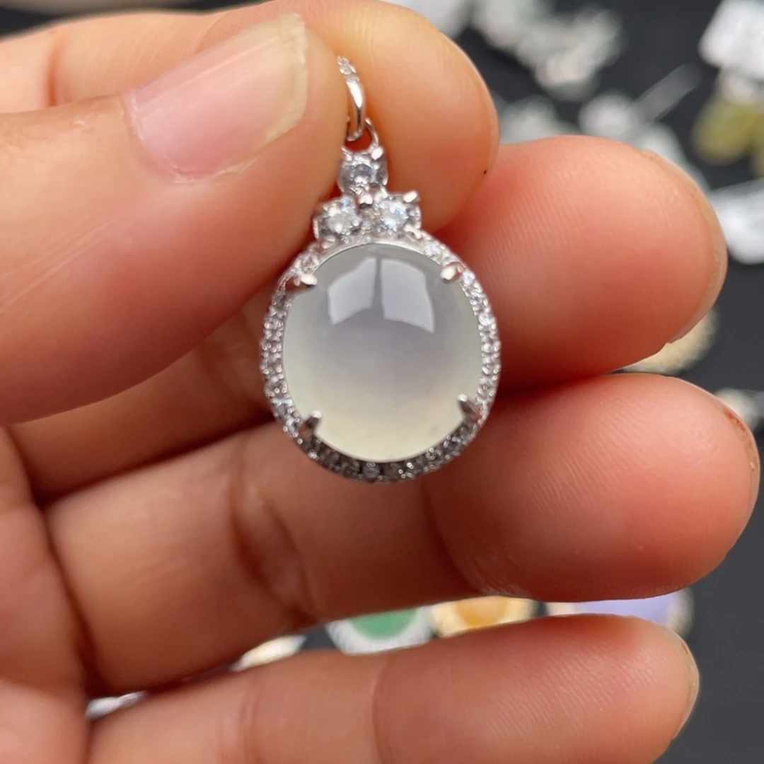 翡翠银S925镶嵌吊坠(不含链)